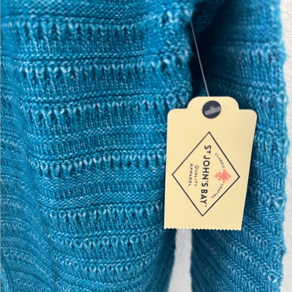 St. John's Bay NWT Aqua V-Neck Hoodie Cozy Sweater SZ L - Picture 3 of 4